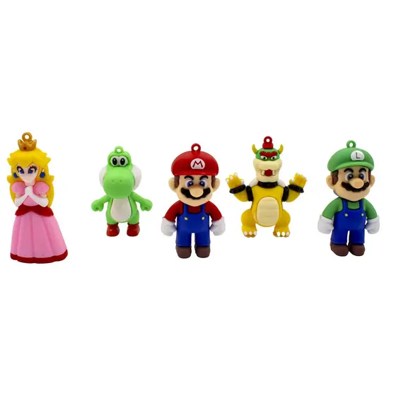 Pingente Turma Do Mario Bros 70Mm Emborrachado 10 Pecas