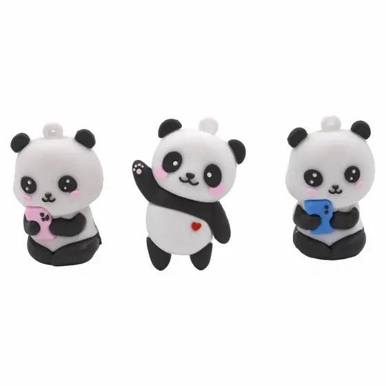 Pingente Baby Panda 50Mm Emborrachado Com 12 Pecas