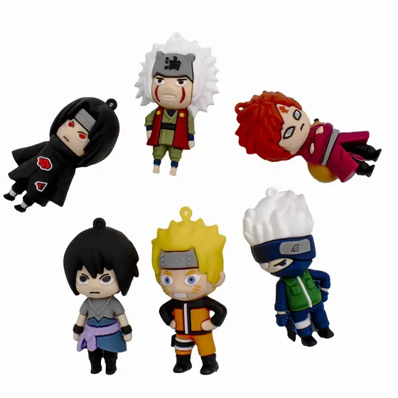 Pingente Personagens Naruto 70Mm Emborrachado Com 12 Pecas