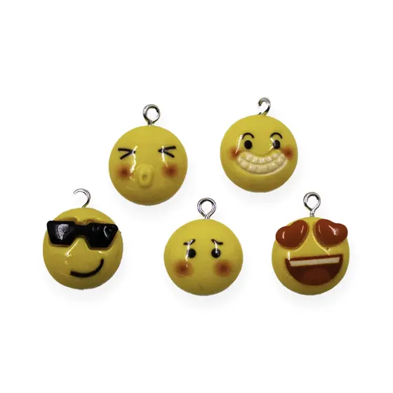Pingente Emojis 16X21Mm Em Resina 100 Pecas