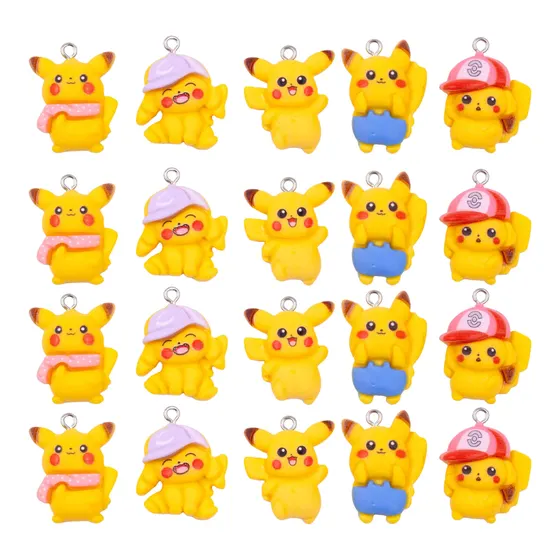 Pingente Pikachu Acessorios 18X16Mm Em Resina Com 100 Pecas