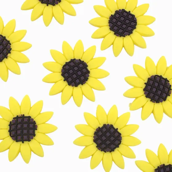 Aplique Girassol 30Mm Emborrachado Com 100 Pecas - Amarelo Canario