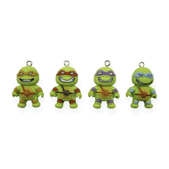 Pingente Tartarugas Ninjas 18X22Mm Em Resina Com 100 Pecas