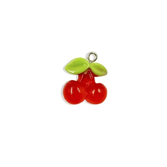 Pingente Cereja 17Mm Em Resina Com 100 Pecas
