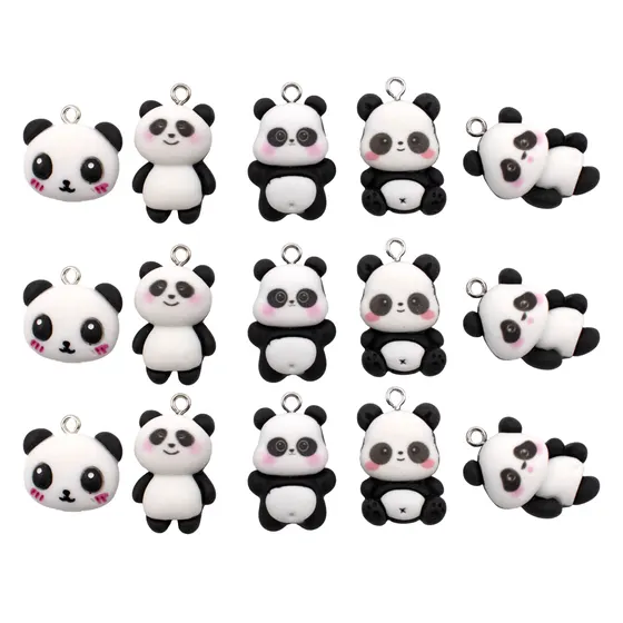 Pingente Pandas 22Mm Em Resina Com 50 Pecas