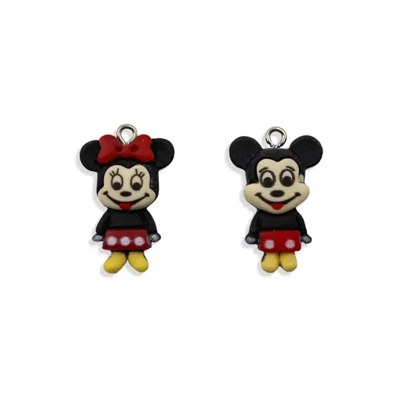 Pingente Mickey E Minnie 30Mm Em Resina Com 50 Pecas