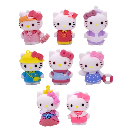 Pingentes Hello Kitty 50Mm Emborrachado Com 16 Pecas