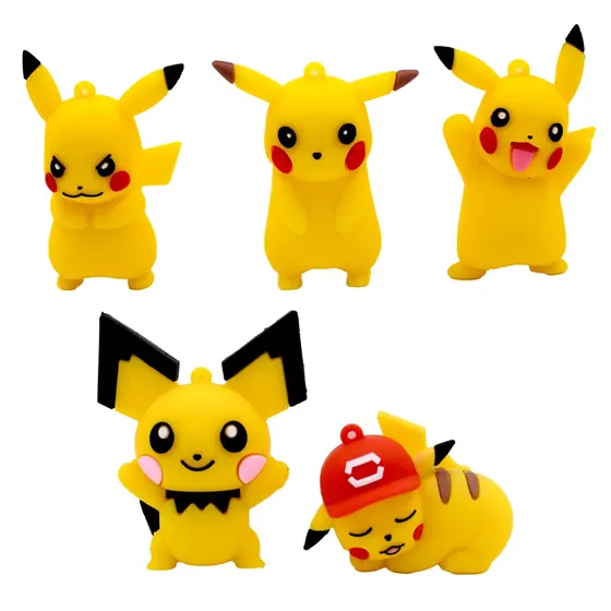 Pingentes Pokemon Pikachu 60Mm Emborrachado Com 10 Pecas