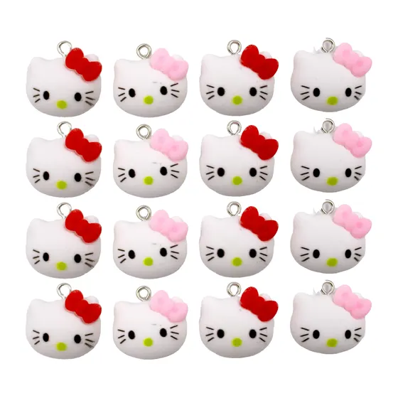 Pingente Hello Kitty 22Mm Em Resina Com 100 Pecas