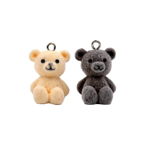 Pingente Ursinho De Pelucia 25X20Mm Em Veludo Com 20 Pecas