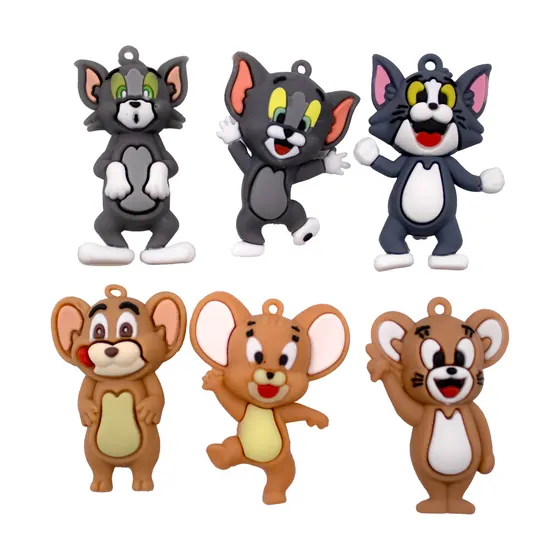 Pingente Desenho Tom E Jerry 60Mm Emborrachado Com 12 Pecas