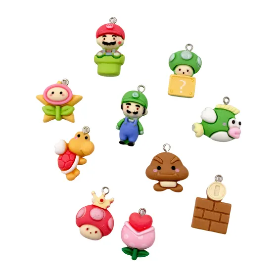 Pingente Turma Do Super Mario Bros 26X35Mm Em Resina 50 Pecas