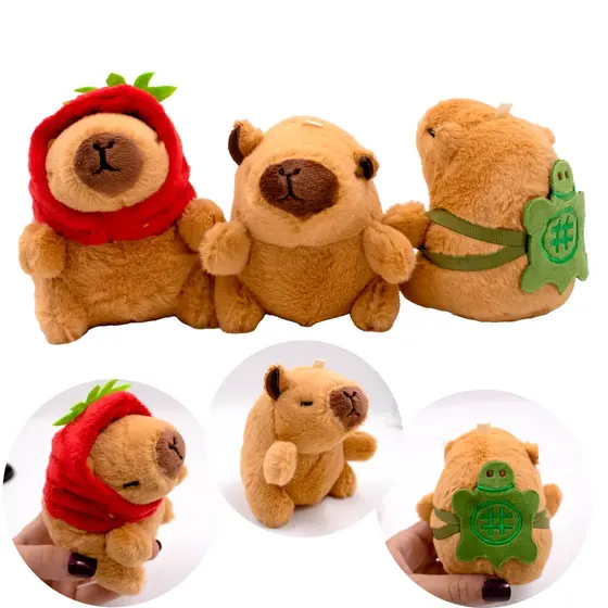 Pingente Capivara De Pelucia 10Cm Variado Com 06 Pecas