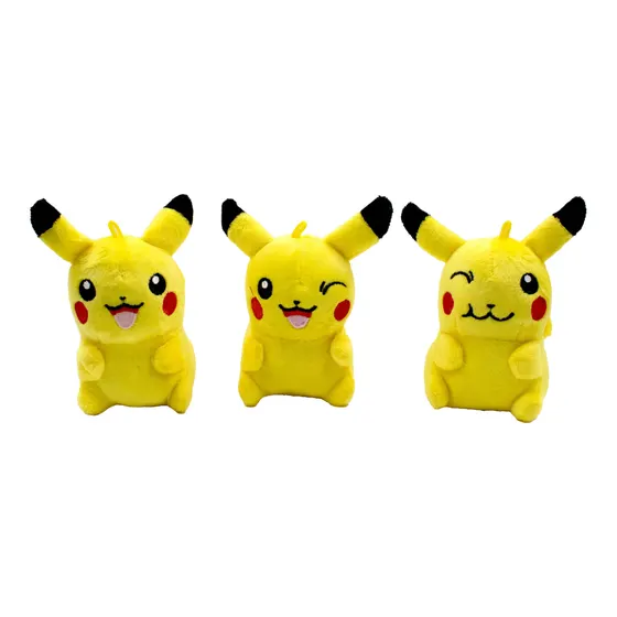 Pingente Pokemon Pikachu De Pelucia 10Cm Com 06 Pecas