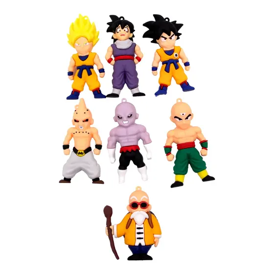 Pingentes Dragon Ball Z 60Mm Emborrachado Com 16 Pecas
