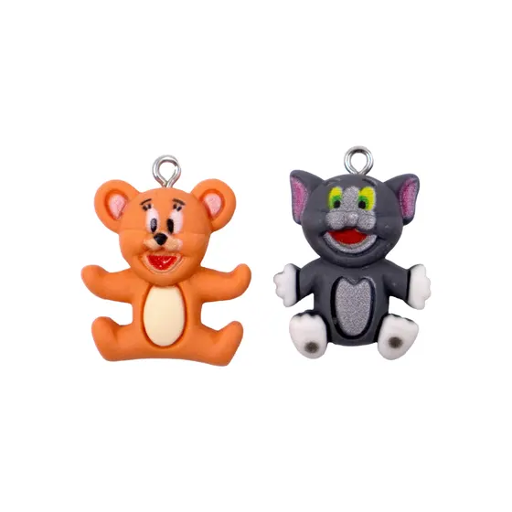 Pingente Tom E Jerry 30Mm Em Resina Com 50 Pecas