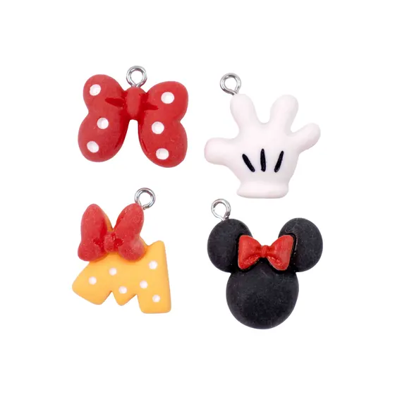 Pingente Mickey E Minnie Em Resina Com 100 Pecas