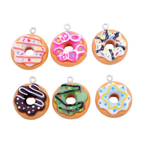Pingente Rosquinha 20Mm Em Resina Com 50 Pecas