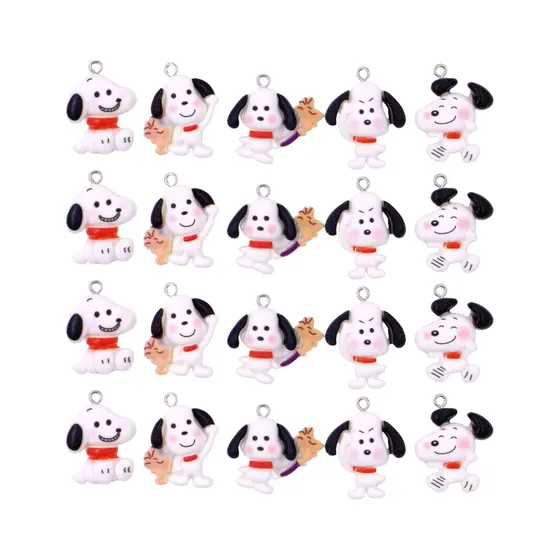 Pingente Snoopy Expressoes 20Mm Em Resina Com 50 Pecas