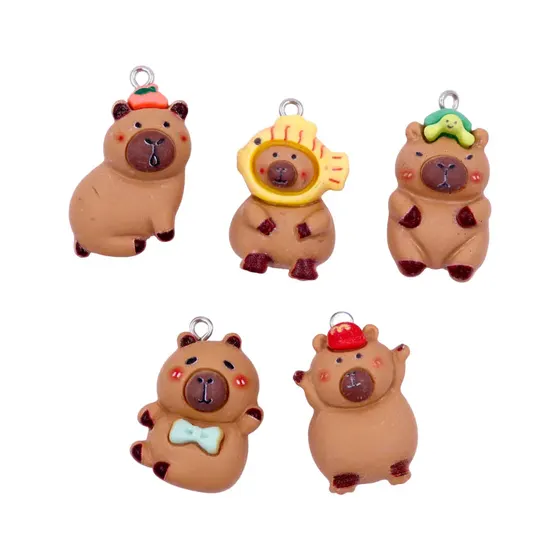 Pingente Capivara Expressoes Em Resina Com 40 Pecas