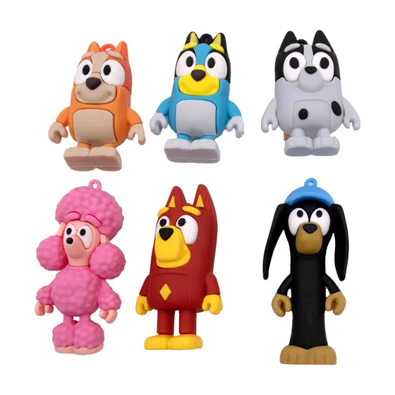 Pingente Personagens Bluey Emborrachado Com 12 Pecas