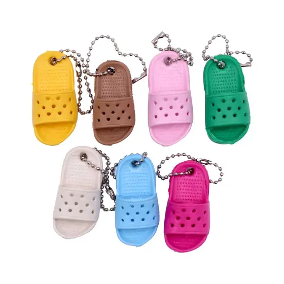 Pingente Chinelinho Emborrachado Com Corrente 40X80Mm Com 10 Pecas