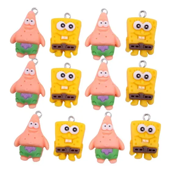 Pingente Bob Esponja E Patrick Estrela 22Mm Em Resina Com 100 Pecas