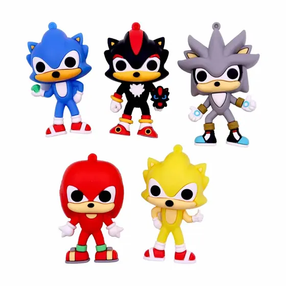 Pingente Turma Do Sonic Funko Pop 55Mm Emborrachado Com 12 Pecas
