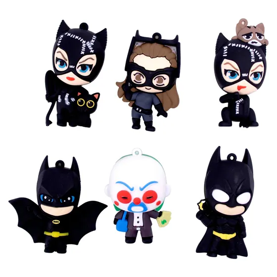 Pingente Mulher Gato E Batman Emborrachado Com 12 Pecas