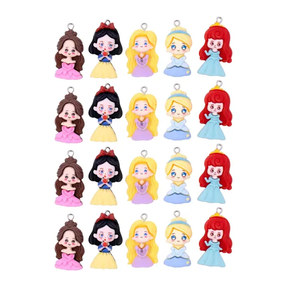 Pingente Princesas 30Mm Em Resina Com 100 Pecas