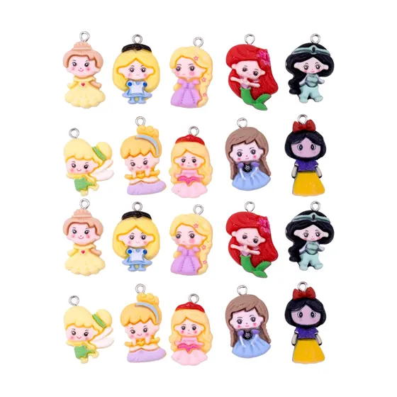Pingente Princesas 22Mm Em Resina Com 100 Pecas