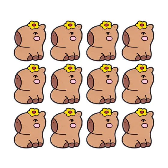 Aplique Capivara Florzinha Emborrachado Com 50 Pecas