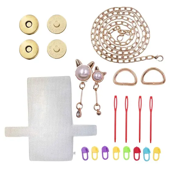 Kit Diy Bolsa Tela 17X18Cm Em Plastico Com Fecho Gato