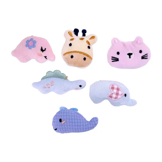 Aplique Animais Em Pelucia Com 12 Pecas