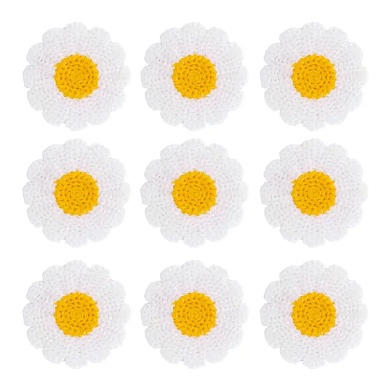 Aplique Margarida De Croche 4.8Cm Em Poliester Com 25 Pecas