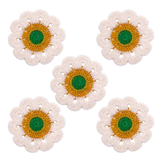 Aplique Flor De Croche 07Cm Em Poliester Com 25 Pecas