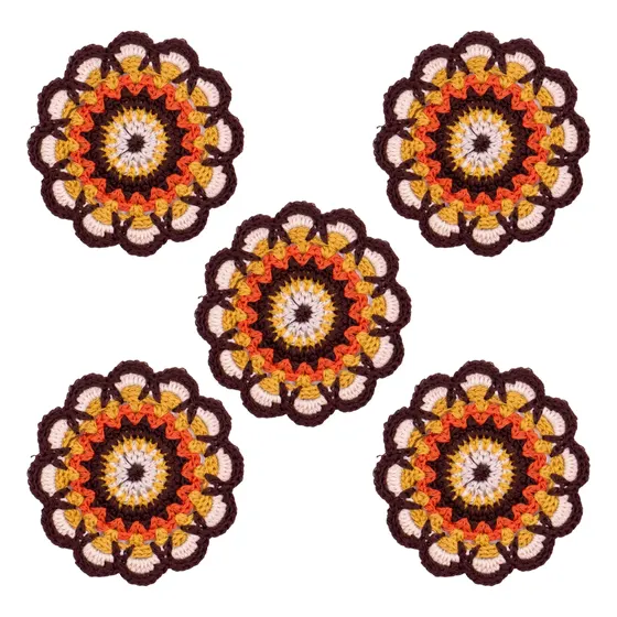Aplique Flor Mandala De Croche 7Cm Em Poliester Com 25 Pecas
