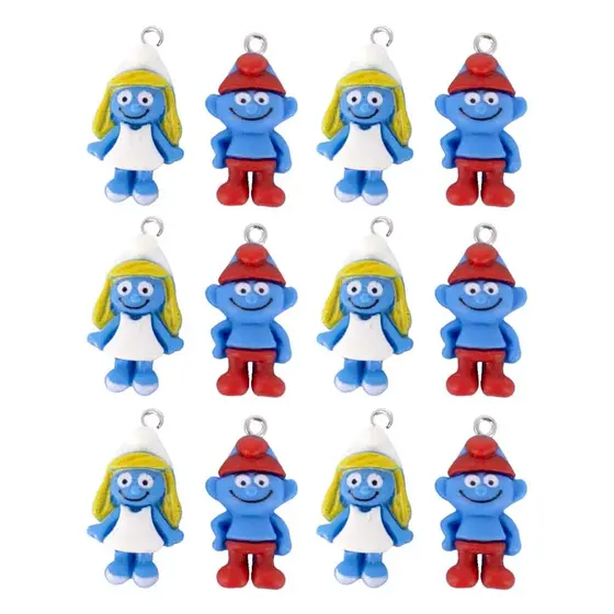 Pingente Smurf 25Mm Em Resina Com 50 Pecas
