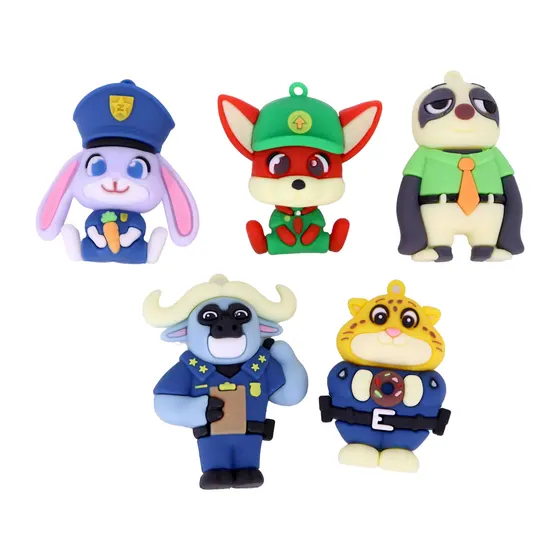Pingente Zootopia 68Mm Emborrachado Com 10 Pecas