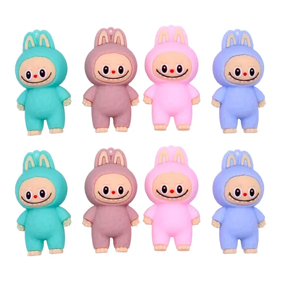 Pingente Felpudo Labubu Emborrachado 65Mm Com 12 Pecas