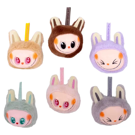Pingente Rosto Labubu 10Cm Pelucia Com 7 Pecas