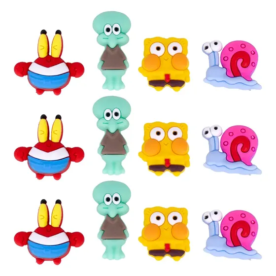 Aplique Personagens Bob Esponja 30Mm Emborrachado Com 100 Pecas