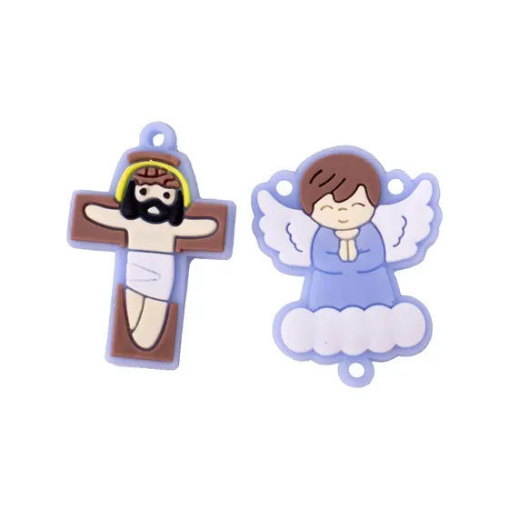 Kit Aplique Para Terco Anjo Nuvem E Cruz 35Mm Emborrachado Com 100 Pecas