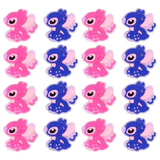 Aplique Stitch E Angel 30Mm Emborrachado Com 200 Pecas