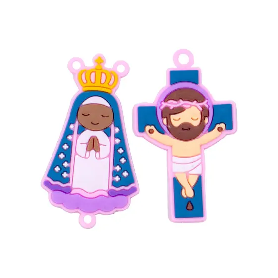 Kit Aplique Para Terco Nossa Senhora Aparecida E Cruz 50Mm Emborrachado Com 50 Pecas