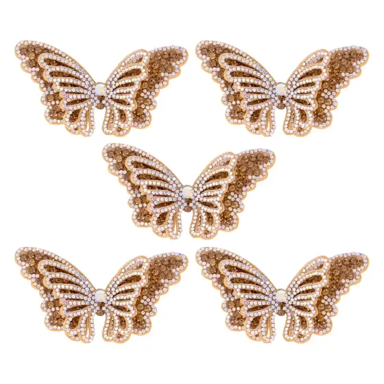 Aplique Borboleta 9Cm De Strass Com 20 Pecas - Dourado