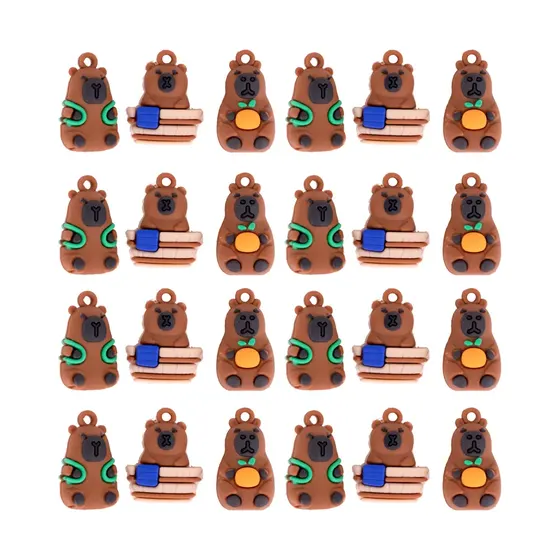 Mini Pingente Emborrachado Capivara Com 100 Pecas