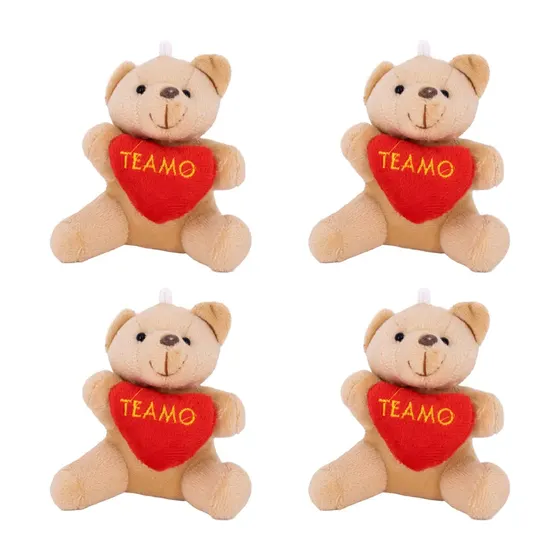 Chaveiro Ursinho De Pelucia Te Amo Em Poliester Com 8 Pecas