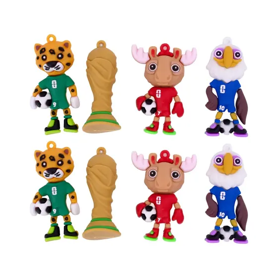 Pingente Mascotes E Taca Da Copa 53Mm Emborrachado Com 12 Pecas