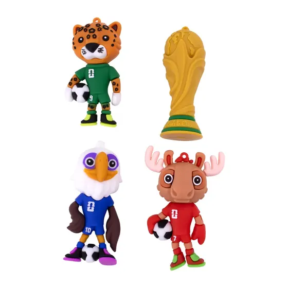 Pingente Mascotes E Taca Da Copa 70Mm Emborrachado Com 12 Pecas